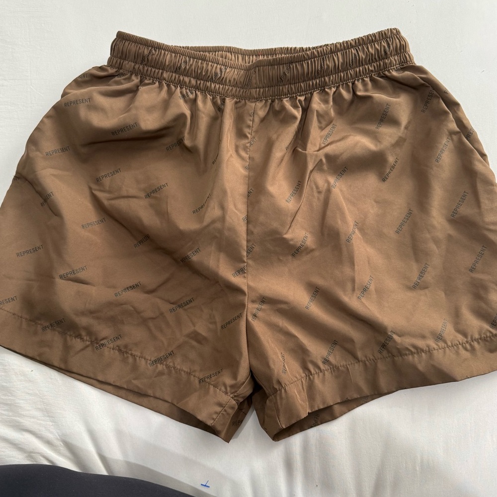 Represent Brown Logo-Print Athletic Shorts